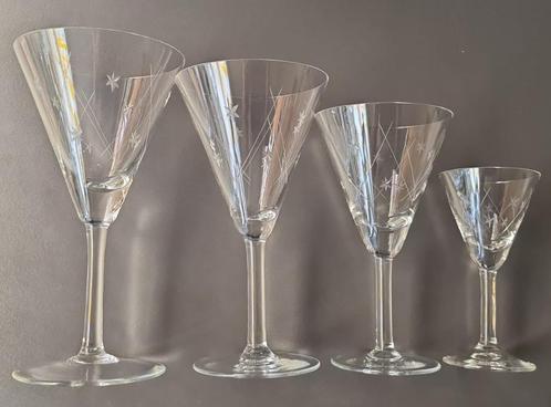 Kristallen glazen Verreries Doyen, Flandria, 362, 45 stuks, Antiek en Kunst, Antiek | Glaswerk en Kristal, Ophalen