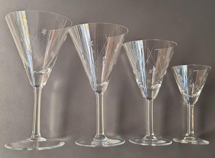 Kristallen glazen Verreries Doyen, Flandria, 362, 45 stuks, Antiek en Kunst, Antiek | Glaswerk en Kristal, Ophalen