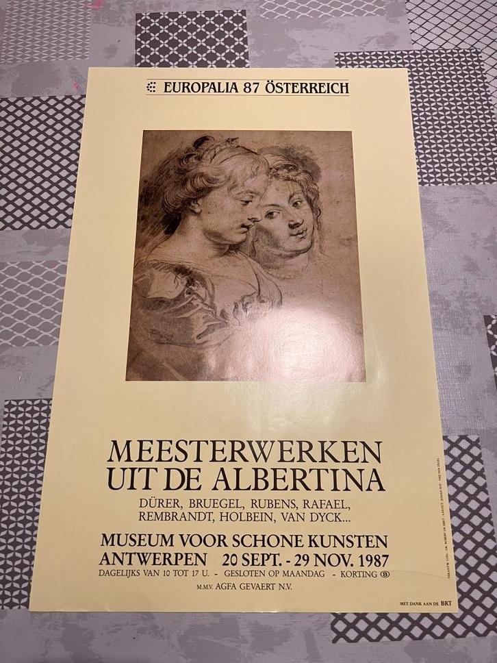 Vintage Poster Europalia 87 Osterreich: Meesterwerken uit de, Verzamelen, Posters, Gebruikt, Reclame, Deurposter of groter, Rechthoekig Staand