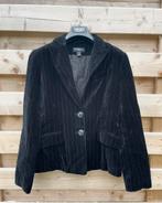 Velours zwarte blazer met fijn streepje (S), Taille 36 (S), Noir, Porté, H&M