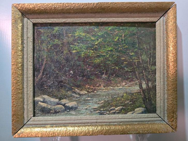 Antiek schilderijtje boslandschap, Antiek en Kunst, Kunst | Schilderijen | Klassiek, Ophalen of Verzenden