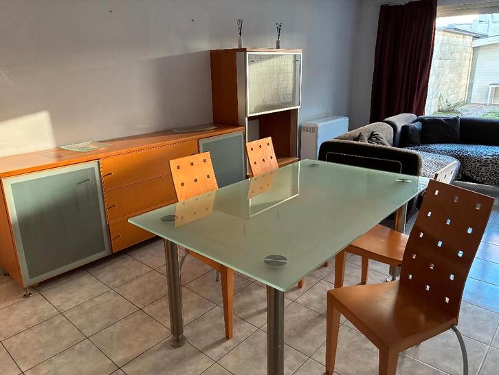 Volledige eetplaats en hoekzetel te koop, Huis en Inrichting, Complete eetkamers, Gebruikt, 4 tot 6 stoelen, Ophalen