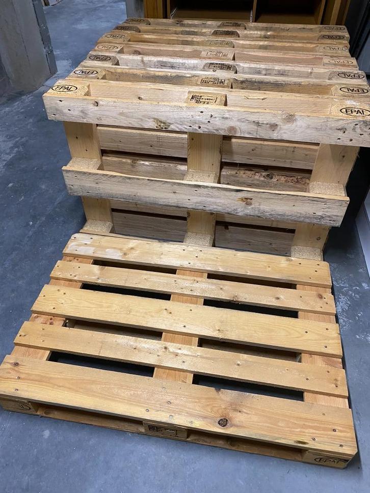Palletten 5 stuks, Doe-het-zelf en Bouw, Hout en Planken, Zo goed als nieuw, Pallet, Ophalen