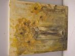 schilderij gele bloemen in vaas, Antiek en Kunst, Ophalen of Verzenden