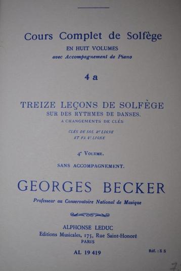 Georges Becker 13 leçons de solfège (Vol. 4a) beschikbaar voor biedingen