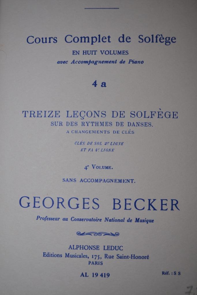 Georges Becker 13 leçons de solfège (Vol. 4a), Boeken, Muziek, Nieuw, Ophalen of Verzenden