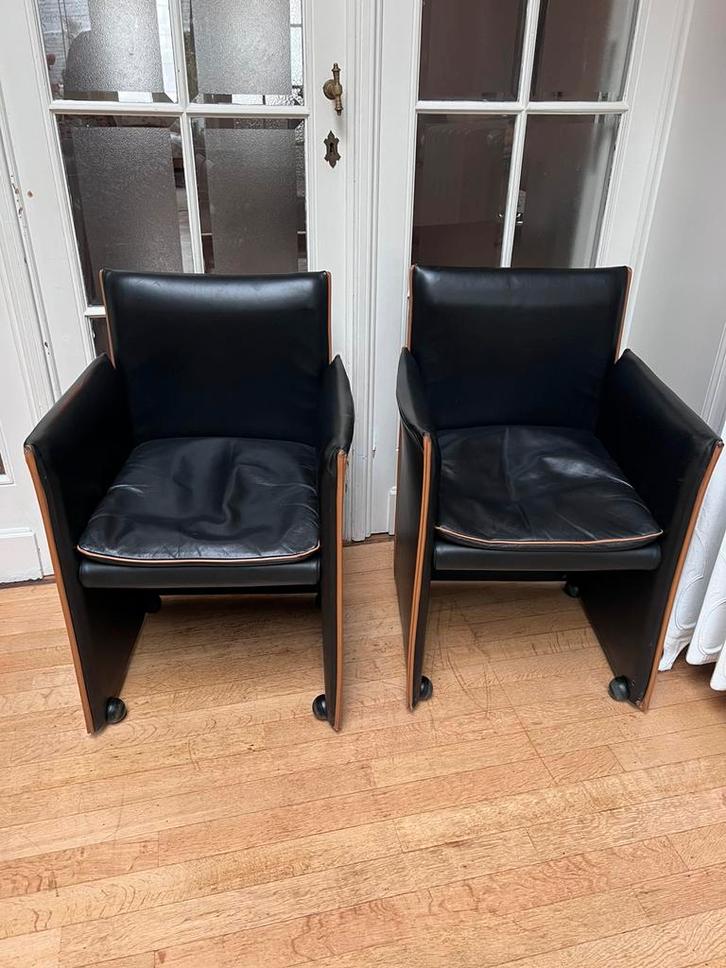 Cassina Break stoel, Huis en Inrichting, Stoelen, Gebruikt, Twee, Leer, Zwart, Ophalen