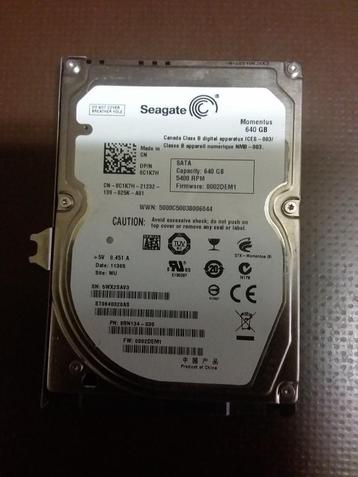 Harde schijf Seagate 3 1/2'  640gb SATA  beschikbaar voor biedingen