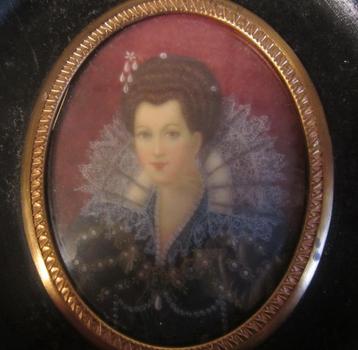 Antiek handgeschilderd miniatuur portret dame /21 beschikbaar voor biedingen
