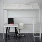 lit mezzanine 1 place IKEA SVARTA  métal blanc, bon état,, 90 cm, Enlèvement, Une personne, 180 à 200 cm