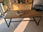 Eiken tafel met zwart metalen onderstel 1m97,5  op 91,5cm, Huis en Inrichting, Ophalen