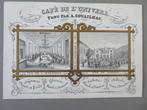 1846 Carte en porcelaine Calendrier Café de L'Univers Bruxel, Collections, Photos & Gravures, Comme neuf, Avant 1940, Bâtiment