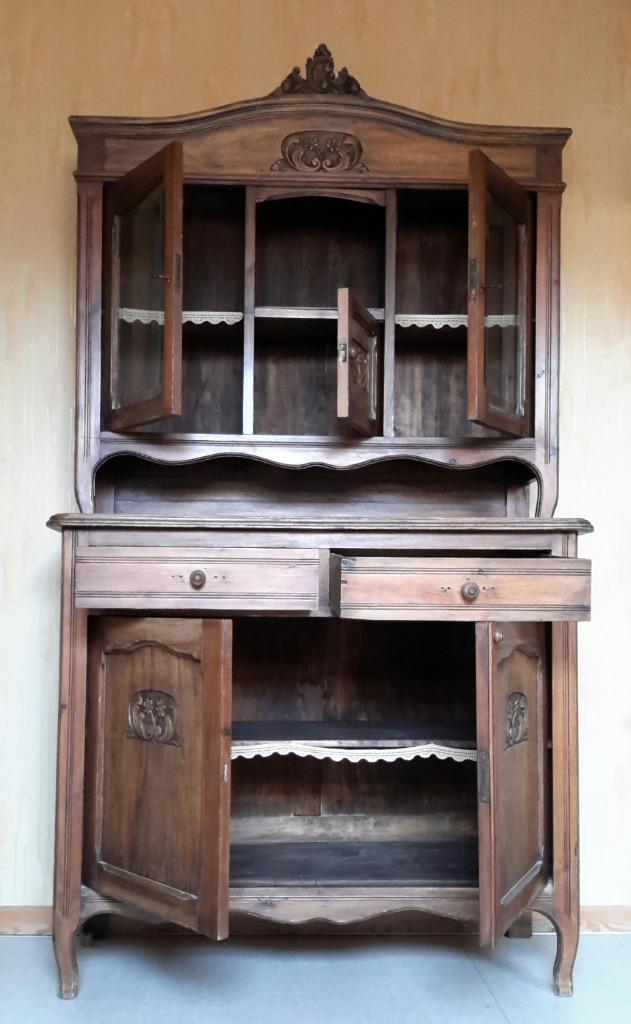 ANTIEKE 2 delige  KAST Antieke Luikse deuxcorps vitrine kast, Antiek en Kunst, Antiek | Meubels | Kasten, Ophalen