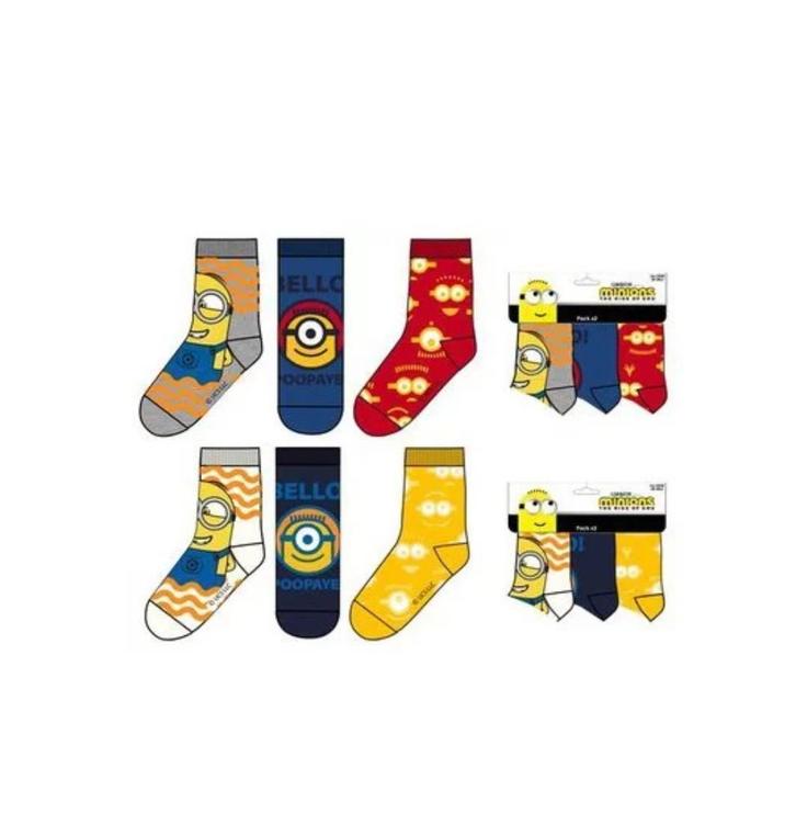 3 paar Minions Sokken - Disney - Maat 23/26 - 27/30 - 31/34, Kinderen en Baby's, Kinderkleding | Schoenen en Sokken, Nieuw, Sokken