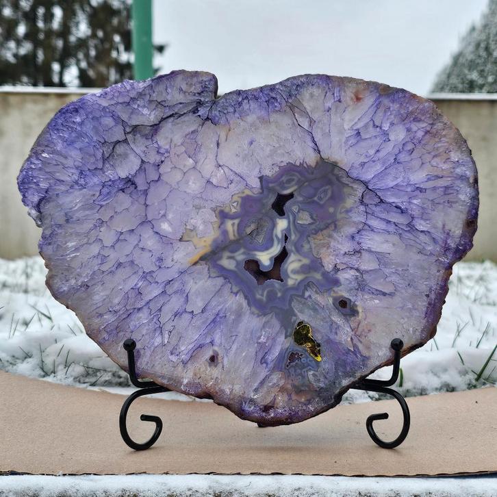 Gekleurde Agaat Plaat met steuntje, Verzamelen, Mineralen en Fossielen, Mineraal, Ophalen of Verzenden