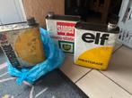 Oude blikken motorolie Elf BP, Verzamelen, Merken en Reclamevoorwerpen, Ophalen, Zo goed als nieuw