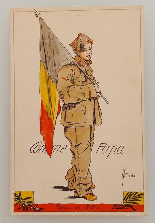 World War I - 1915 - Colored Postcard - ‘Comme Papa', Verzamelen, Postkaarten | Themakaarten, Gelopen, Politiek en Historie, Verzenden
