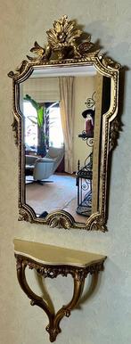Barokke spiegel met marmeren console , Antiek en Kunst, Minder dan 100 cm, Minder dan 50 cm, Rechthoekig, Ophalen