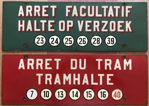 Plaque émaillée Arrêt de Tram VINTAGE, Collections, Trains & Trams, Utilisé, Tram, Enlèvement