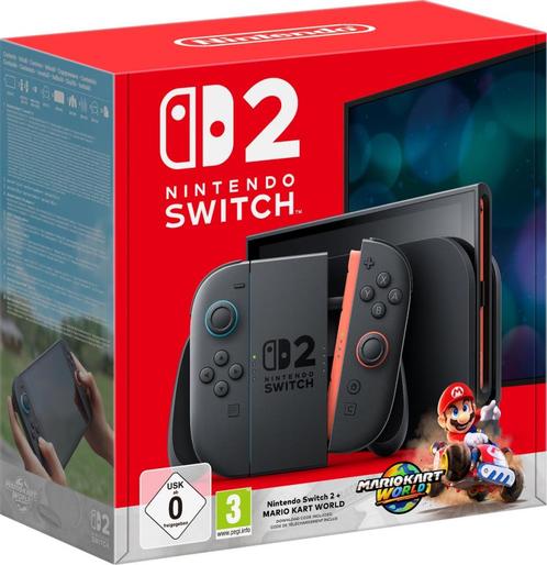 Nintendo Switch 2 - Mario Kart: World Bundel - Zwart, Games en Spelcomputers, Spelcomputers | Nintendo Switch, Zo goed als nieuw