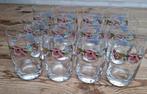 12 Vintage drinkglazen Luminarc, klaprozen en bloemen, Ophalen of Verzenden