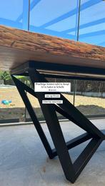 Prachtige houten tafel met zwarte stalen poten 3 m op 87 cm, Huis en Inrichting, Tafels | Eettafels, 200 cm of meer, 50 tot 100 cm