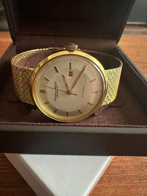 Vintage gouden IWC uurwerk, Handtassen en Accessoires, Horloges | Antiek, Polshorloge, Goud, 1930 tot 1960, Met bandje, Ophalen of Verzenden