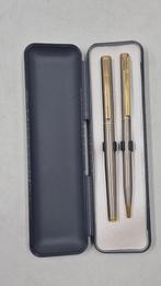 Ensemble stylo plume et stylo bille Chipper en métal doré, Ophalen of Verzenden, Vulpen