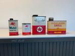 Texaco Shell en Mobiloil olie blikken, Ophalen of Verzenden, Gebruikt, Verpakking