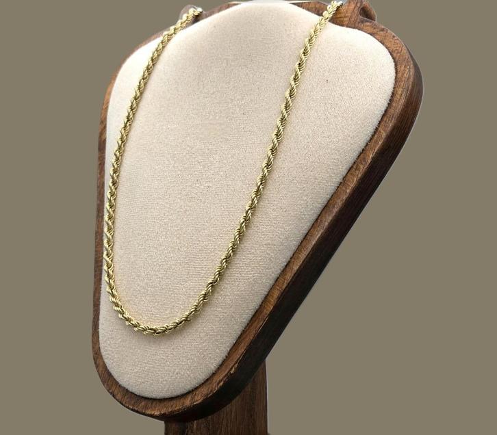 Gouden vintage rope/koord schakel ketting. 2025/789., Handtassen en Accessoires, Kettingen, Zo goed als nieuw, Goud, Goud, Verzenden
