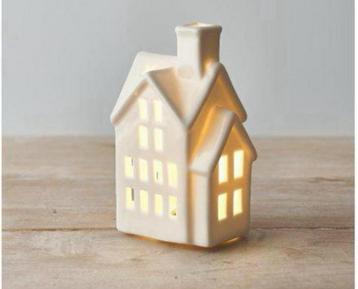 Portland - Led Verlicht Wit Huisje 12CM kerst deco kerstdorp beschikbaar voor biedingen