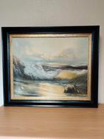 Schilderij op doek, "woelige zee en meeuwen"B60*H52 cm, Ophalen