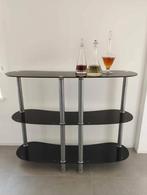 Superbe bar Design ou console , aluminium et verre noir trem, Ophalen of Verzenden, Zo goed als nieuw, Glas