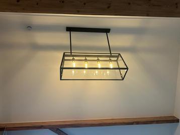 Grote vintage industriële glazen plafondlamp beschikbaar voor biedingen