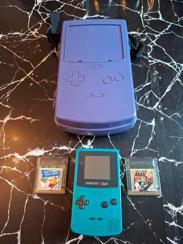 Gameboy Color Turkoois + 2 spelletjes + opbergdoos! beschikbaar voor biedingen