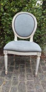 Oude stoel, blauwe mohair, Antiek en Kunst, Antiek | Meubels | Stoelen en Sofa's, Ophalen of Verzenden