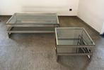 2 vergulden salontafels van Belgo Chrom - vintage, Ophalen, Gebruikt, Glas, Minder dan 50 cm