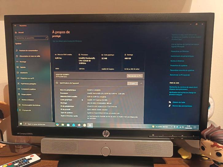 Ordinateur de bureau HP complet tour, écran, clavier, souris, Computers en Software, Desktop Pc's, Zo goed als nieuw, 3 tot 4 Ghz