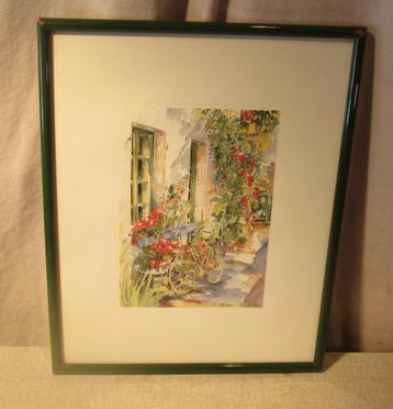 Mooi Geschilderd Aquarel 'Fiets tegen gevel' - gesigneerd beschikbaar voor biedingen