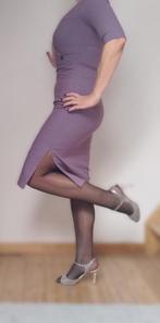 Op maat gemaakte elegante midi-jurk - uniek en chic!, Maat 38/40 (M), Paars, Ophalen of Verzenden, Zo goed als nieuw