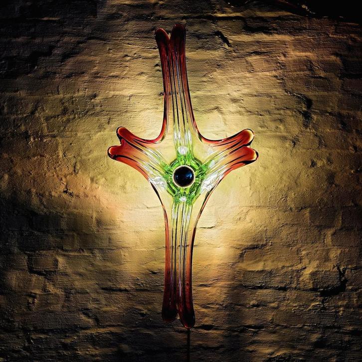 Vintage Val Saint Lambert kristalglazen wandlamp., Antiek en Kunst, Antiek | Verlichting, Ophalen of Verzenden