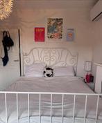 Lit IKEA LEIRVIK 160x200, Maison & Meubles, Comme neuf, Enlèvement, Blanc, Deux personnes