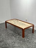 Vintage Marmeren Breccia Teak Salontafel, Ophalen, Zo goed als nieuw