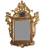 Miroir ancien au plomb – Bois doré – Espagne XVIIIe siècle, Verzenden, Rechthoekig, 50 tot 100 cm, 100 tot 150 cm