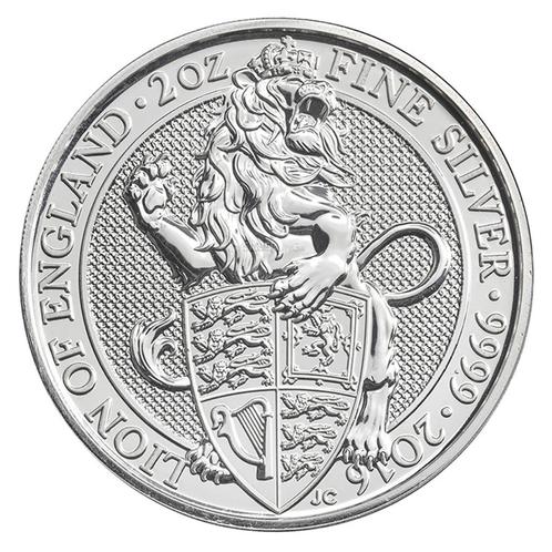 2016 - £5 /2 Oz Silver - Queen's Beasts Lion of England - BU, Timbres & Monnaies, Métaux nobles & Lingots, Argent, Envoi