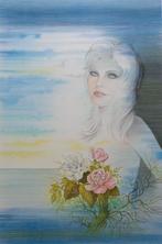 PIERRE BERTIN / SENSUELE VROUW / KLEURLITHO / 76x56cm / SIG, Enlèvement ou Envoi