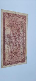 Billet belge de 5 francs 01/02/1943, Timbres & Monnaies, Billets de banque | Belgique, Enlèvement ou Envoi