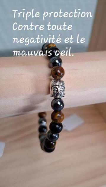 Bracelet Oeil de tigre/Hematite/Obsidienne, Enlèvement, Neuf, Brun, Autres matériaux