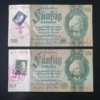 2 x 50 Reichsmark, Allemagne, année 1933, Timbres & Monnaies, Billets de banque | Europe | Billets non-euro, Série, Enlèvement ou Envoi