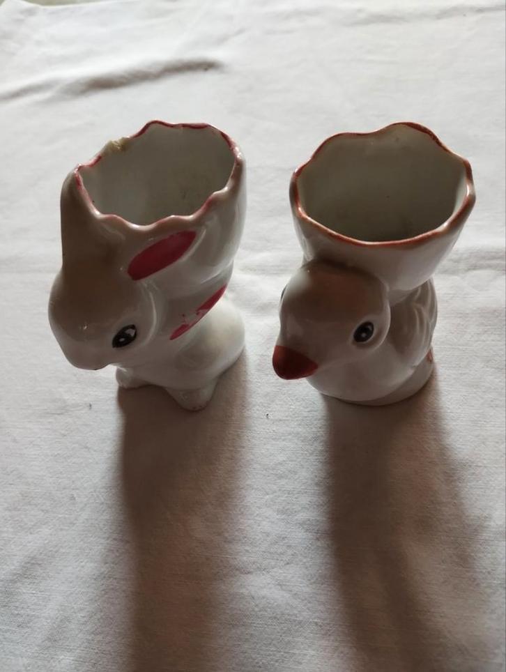 2 eierdopjes, Verzamelen, Porselein, Kristal en Bestek, Gebruikt, Ophalen